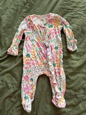 Caden Lane Newborn Floral Ruffle Butt Bamboo Sleeper